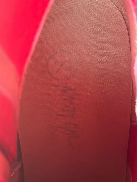 🍒 Nasty Gal Croc-Embossed Red Platform Block Heel Ankle Boots - Picture 6 of 7